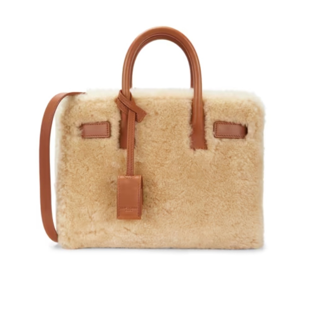 SAINT LAURENT Shearling Top Handle Bag - Mini Sac De Jour